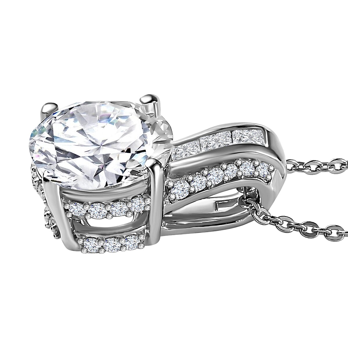 Moissanite 3.00 ctw Pendant Necklace in Platinum Over Sterling Silver 20 Inches image number 3