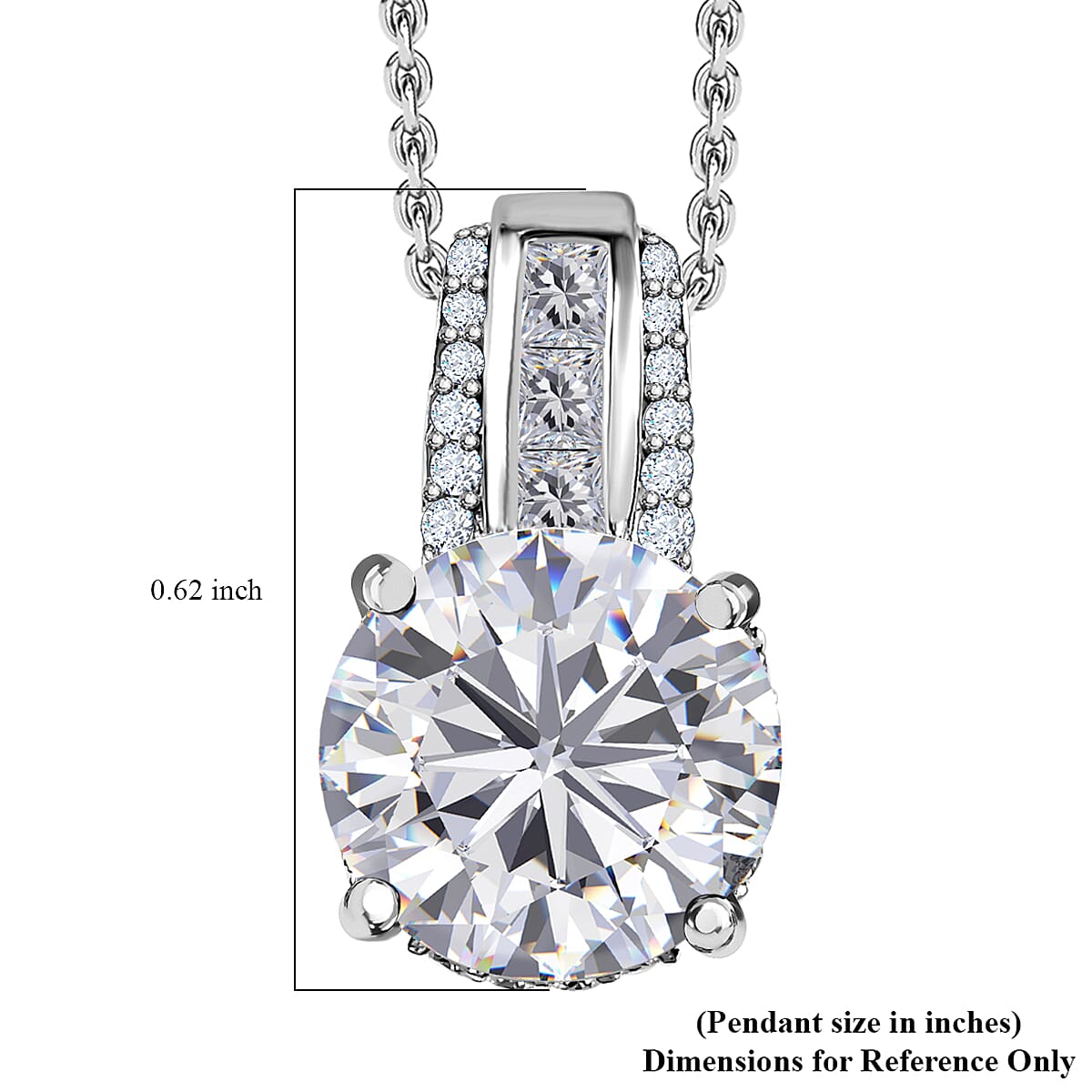 Moissanite 3.00 ctw Pendant Necklace in Platinum Over Sterling Silver 20 Inches image number 6