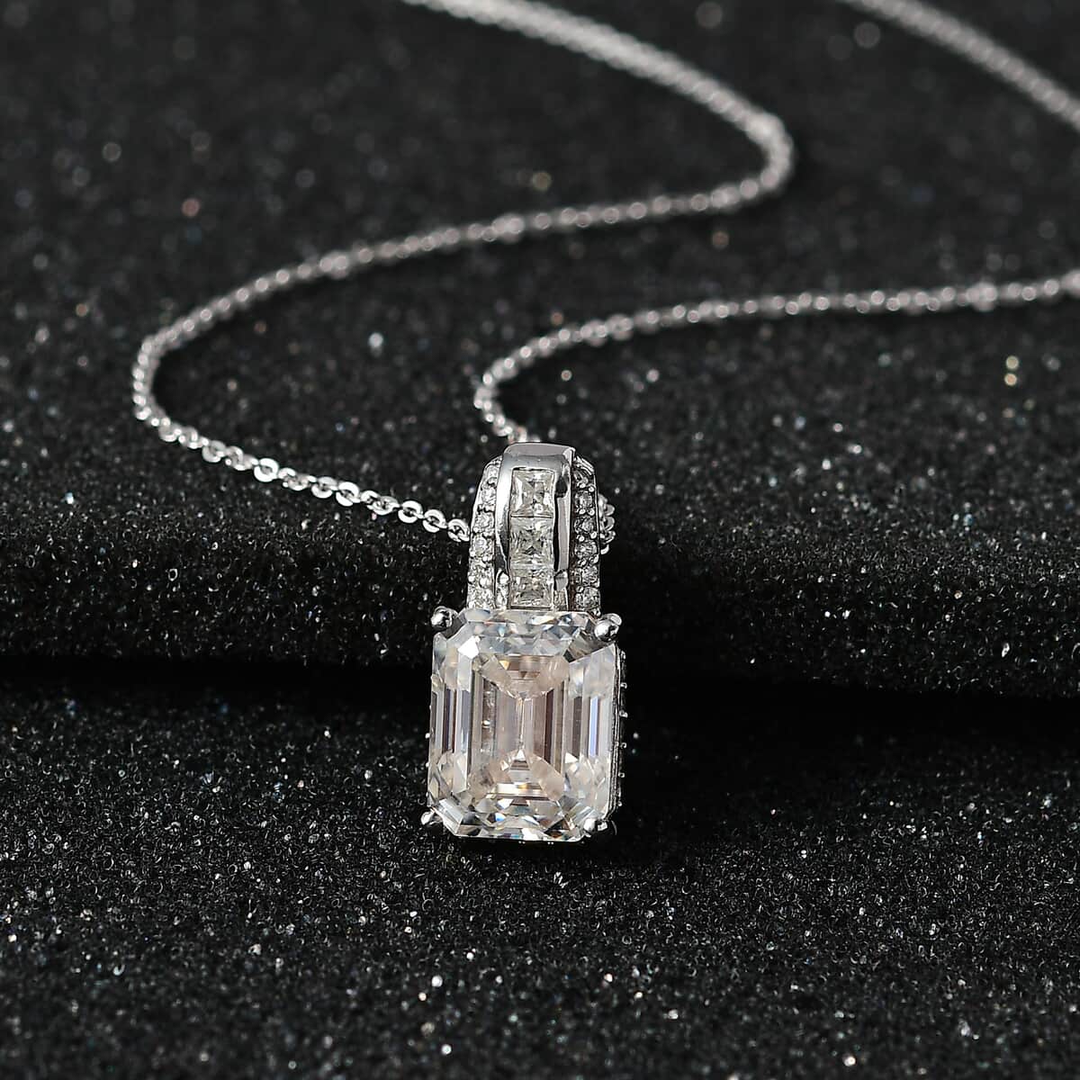 Moissanite Pendant Necklace 20 Inches in Platinum Over Sterling Silver 4.35 ctw image number 1