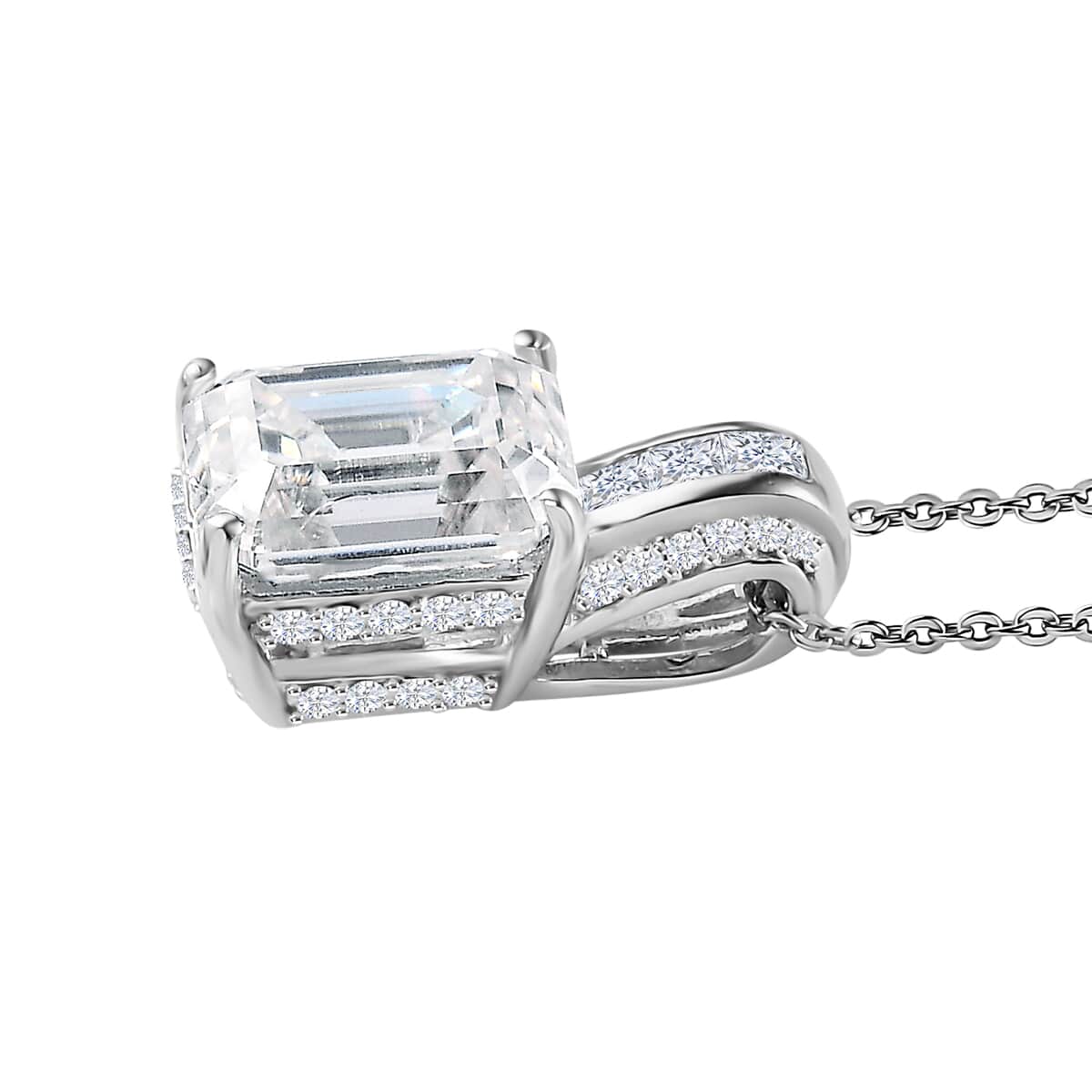 Moissanite Pendant Necklace 20 Inches in Platinum Over Sterling Silver 4.35 ctw image number 3