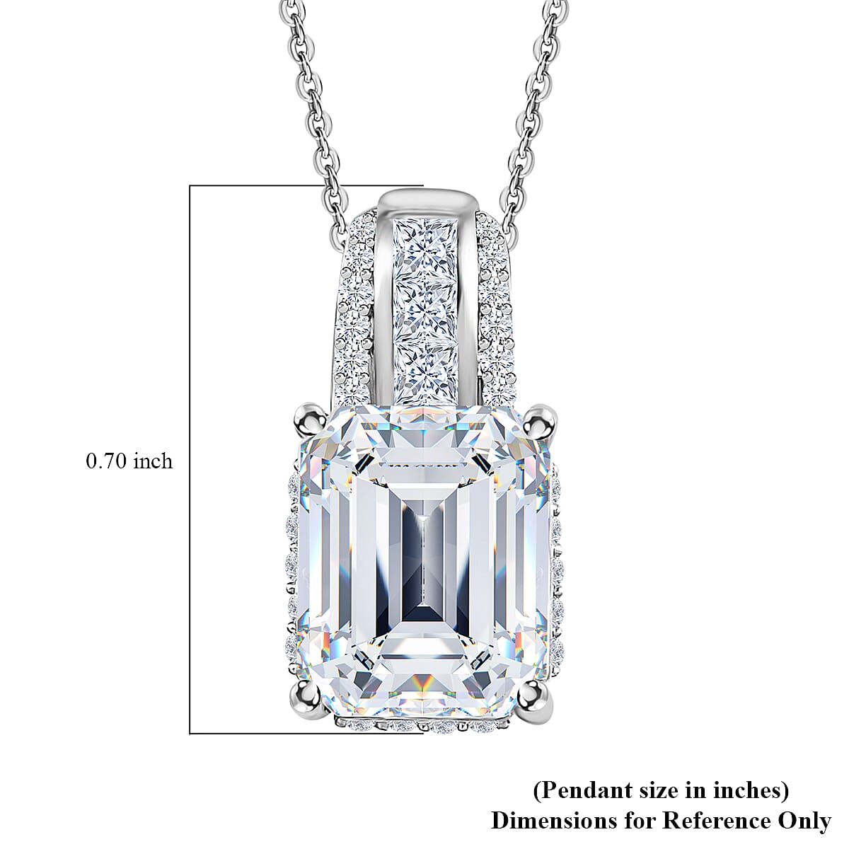 Moissanite Pendant Necklace 20 Inches in Platinum Over Sterling Silver 4.35 ctw