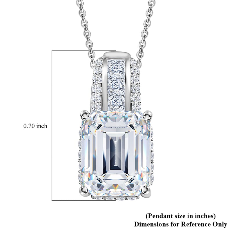 Moissanite Pendant Necklace 20 Inches in Platinum Over Sterling Silver 4.35 ctw