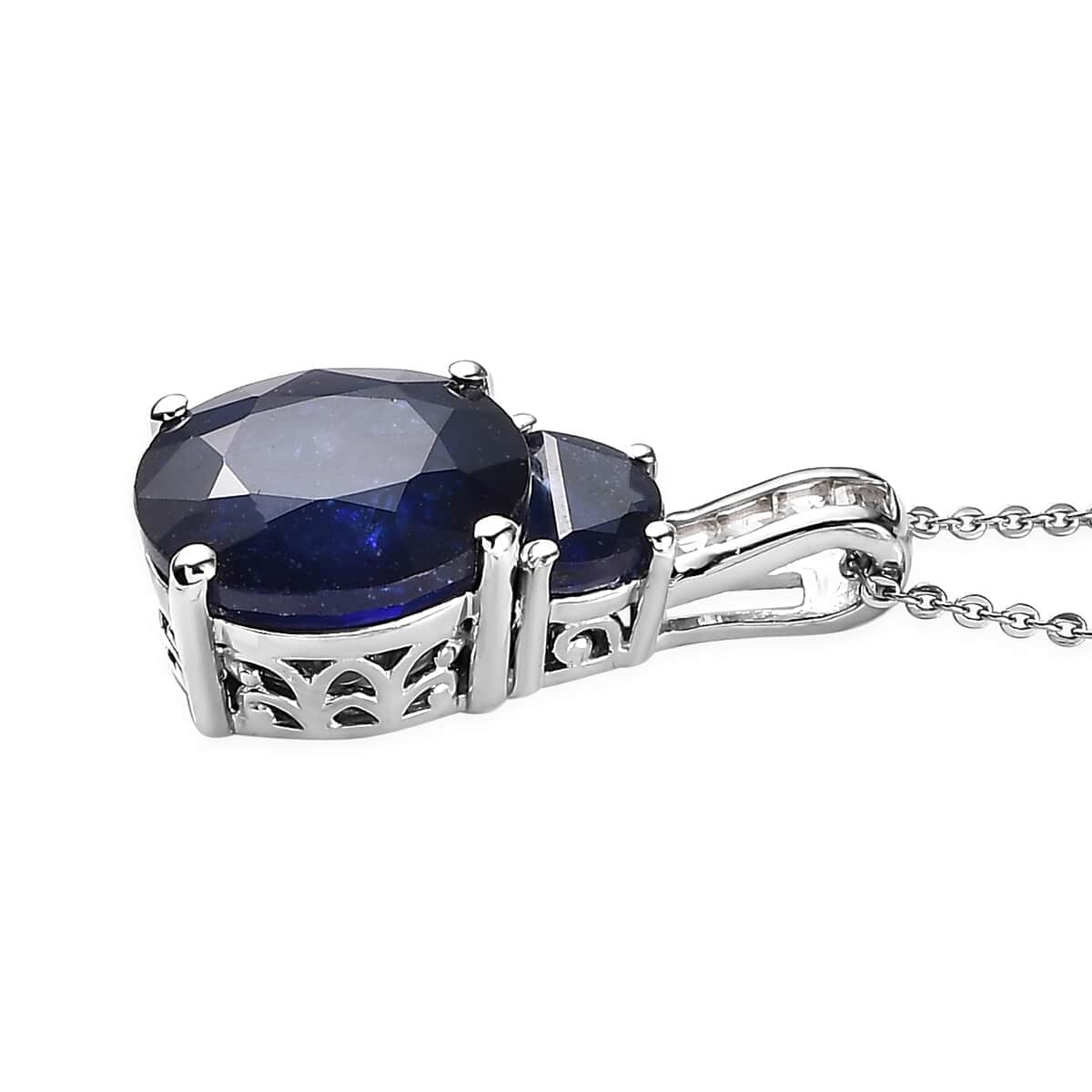 Masoala Sapphire (FF) and White Topaz Pendant Necklace 20 Inches in Platinum Over Sterling Silver 8.40 ctw image number 3