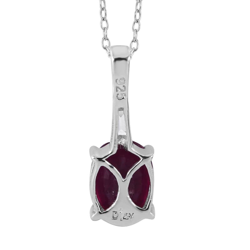 Premium Niassa Ruby (FF) and White Zircon Ring (Size 9) and Pendant Necklace 18 Inches in Platinum Over Sterling Silver 3.60 ctw