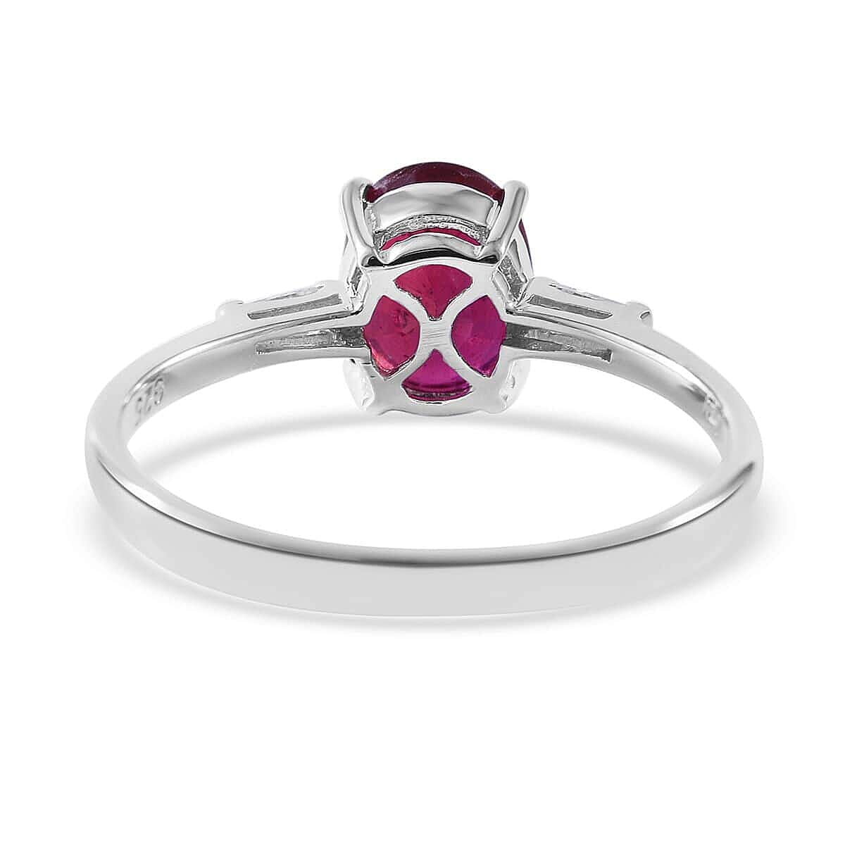 Premium Niassa Ruby (FF) and White Zircon Ring (Size 7) and Pendant Necklace 18 Inches in Platinum Over Sterling Silver 3.60 ctw image number 3