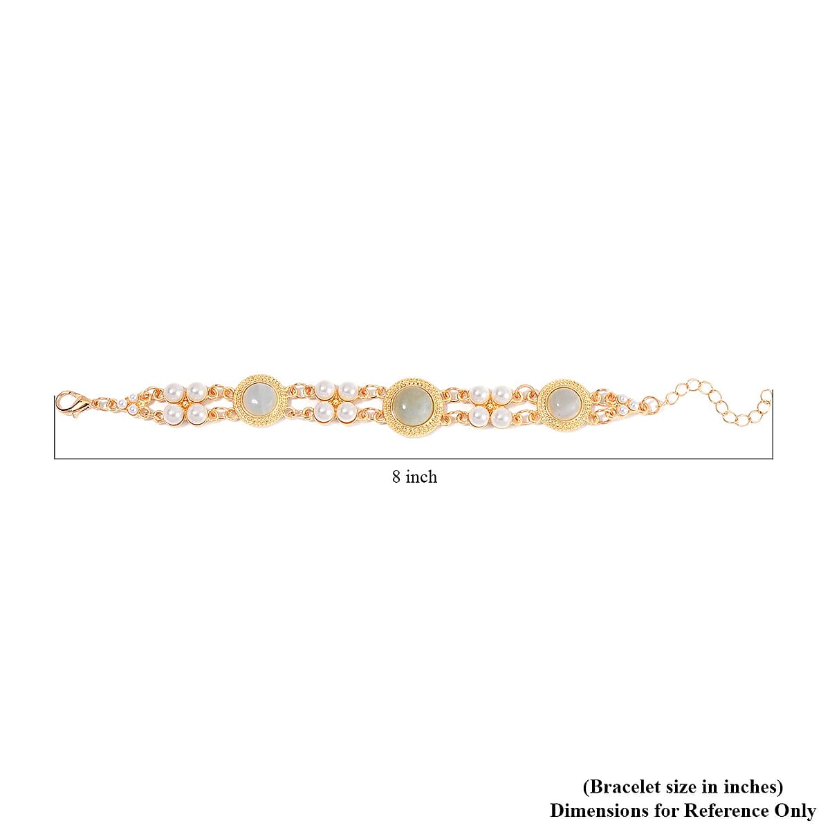 Multi Color Amazonite and White Shell Pearl Bracelet (6.50-8.50In) and Earrings in Goldtone 24.50 ctw image number 5