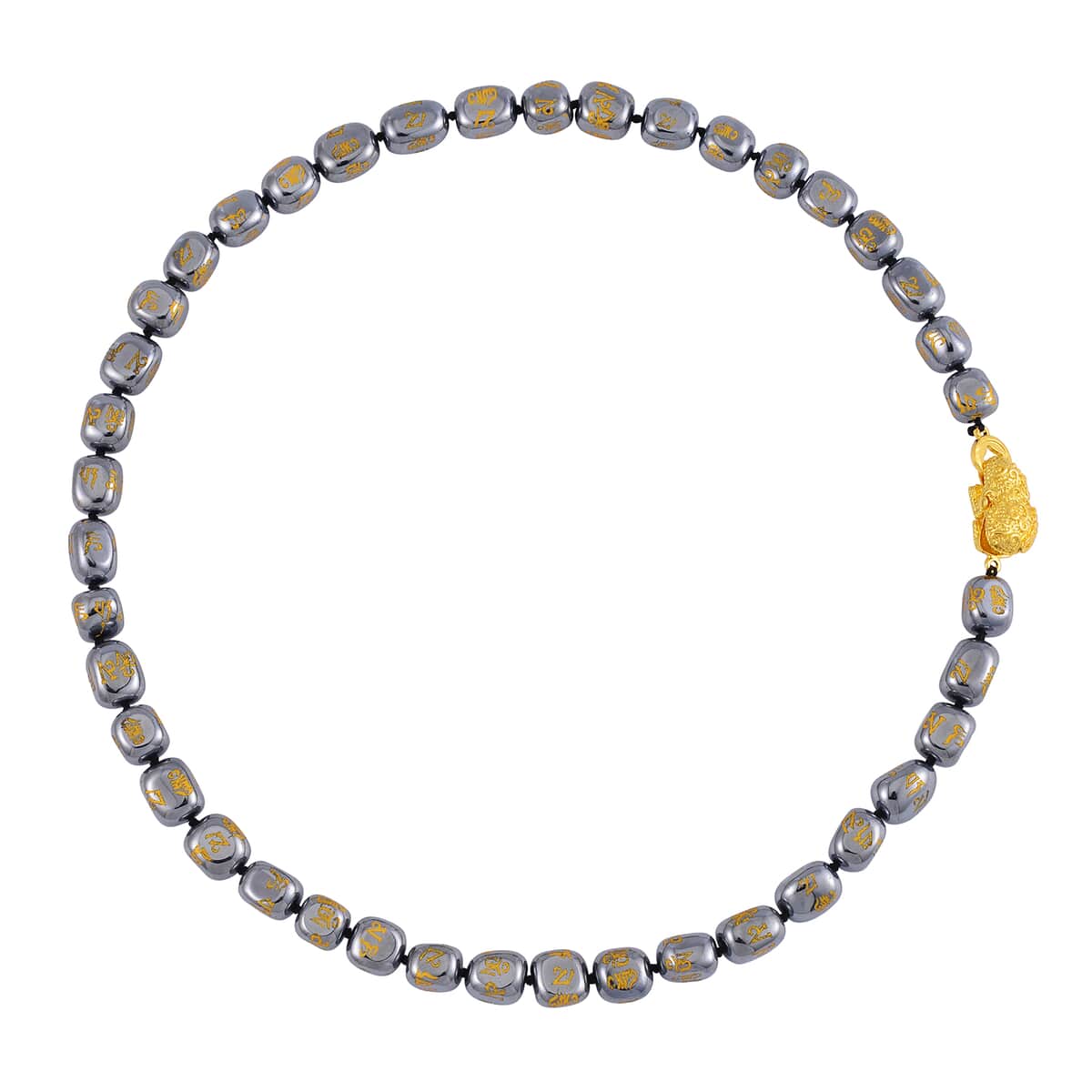 Terahertz Feng Shui Beaded Necklace 20 Inches and Stretch Bracelet with Charm in Goldtone 387.00 ctw image number 2