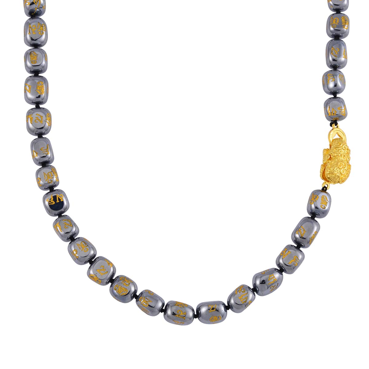 Terahertz Feng Shui Beaded Necklace 20 Inches and Stretch Bracelet with Charm in Goldtone 387.00 ctw image number 3