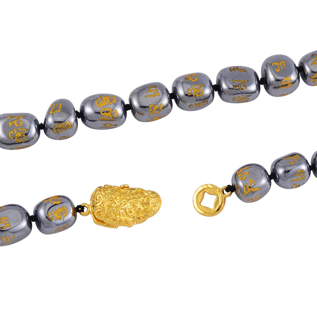 Terahertz Feng Shui Beaded Necklace 20 Inches and Stretch Bracelet with Charm in Goldtone 387.00 ctw image number 4