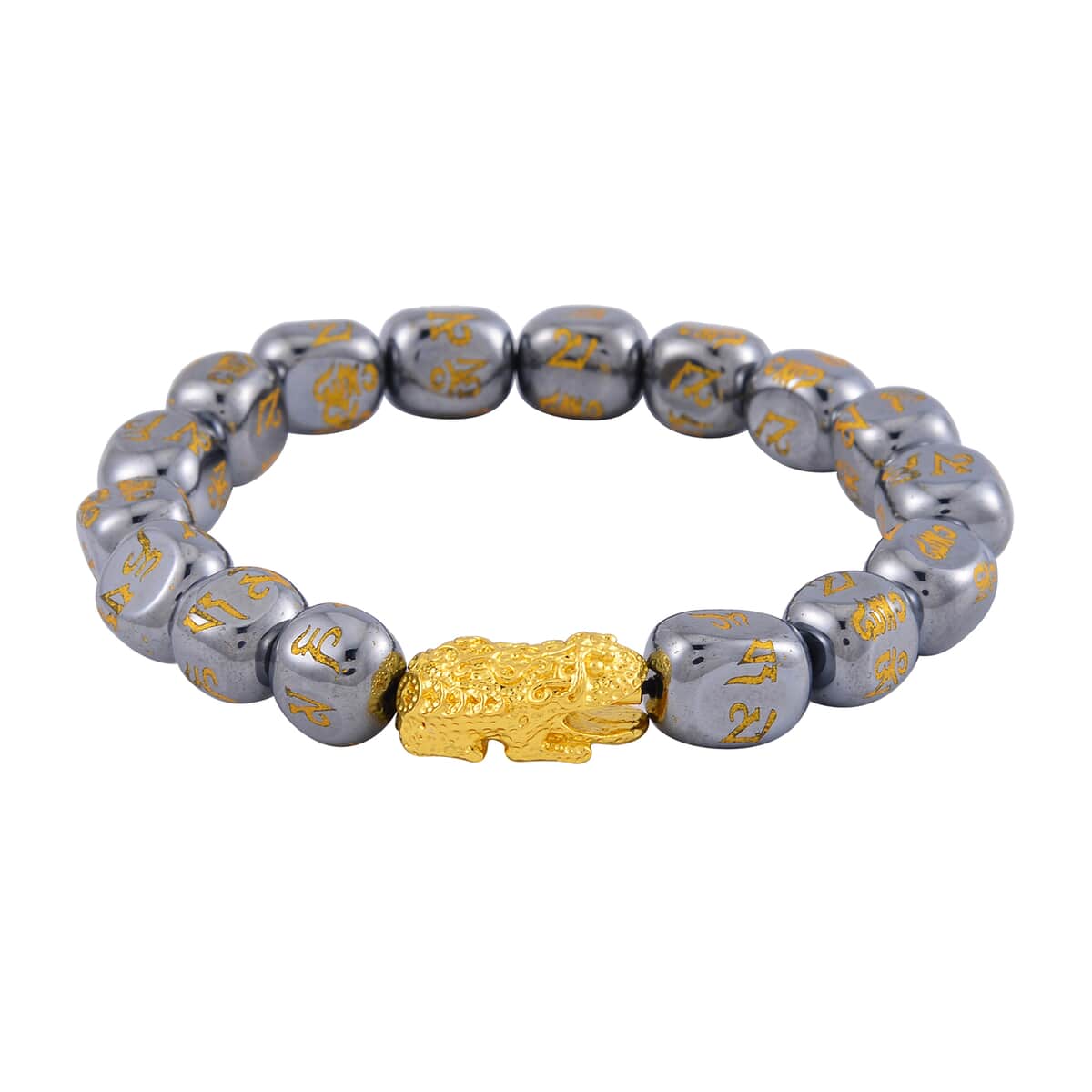 Terahertz Feng Shui Beaded Necklace 20 Inches and Stretch Bracelet with Charm in Goldtone 387.00 ctw image number 6