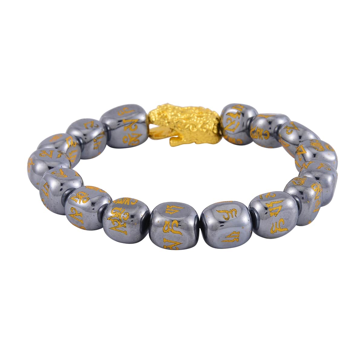 Terahertz Feng Shui Beaded Necklace 20 Inches and Stretch Bracelet with Charm in Goldtone 387.00 ctw image number 7