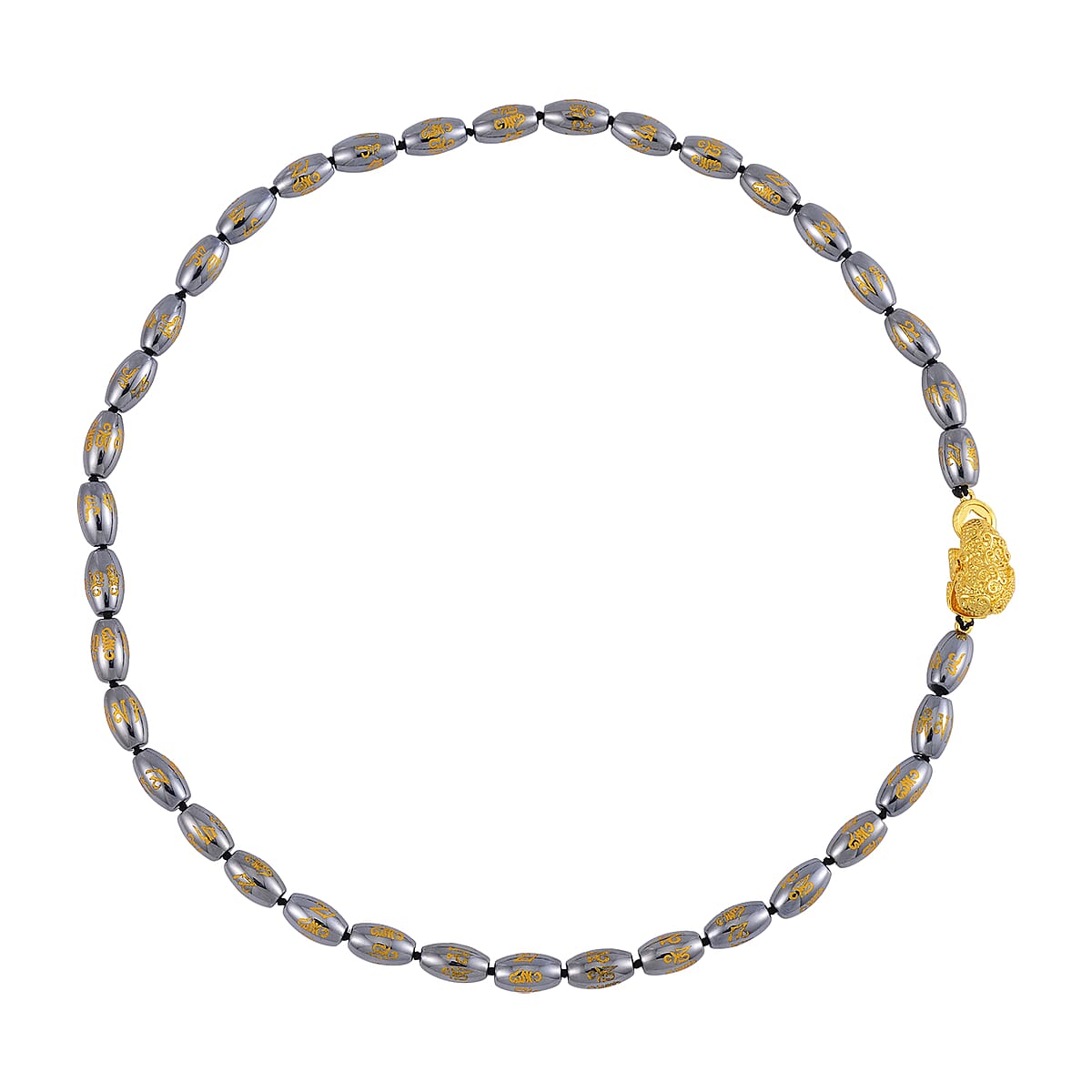Terahertz Feng Shui Beaded Necklace 20 Inches and Stretch Bracelet with Charm in Goldtone 221.00 ctw image number 2