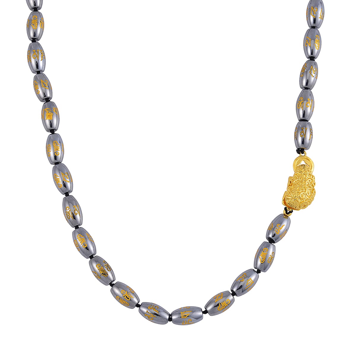 Terahertz Feng Shui Beaded Necklace 20 Inches and Stretch Bracelet with Charm in Goldtone 221.00 ctw image number 3