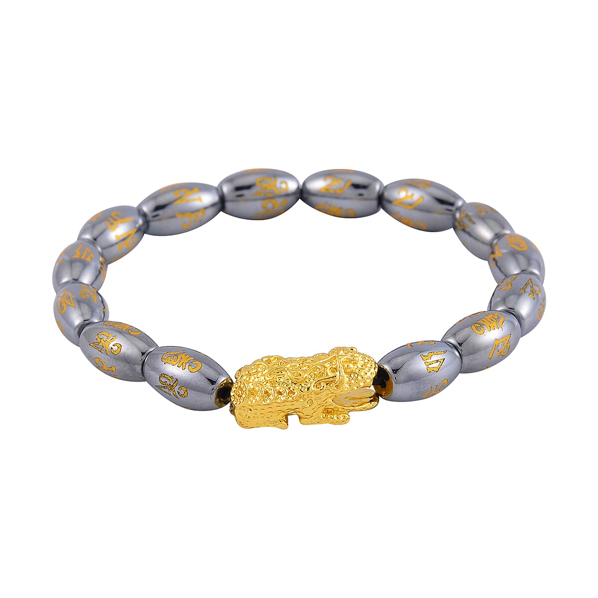 Terahertz Feng Shui Beaded Necklace 20 Inches and Stretch Bracelet with Charm in Goldtone 221.00 ctw image number 5