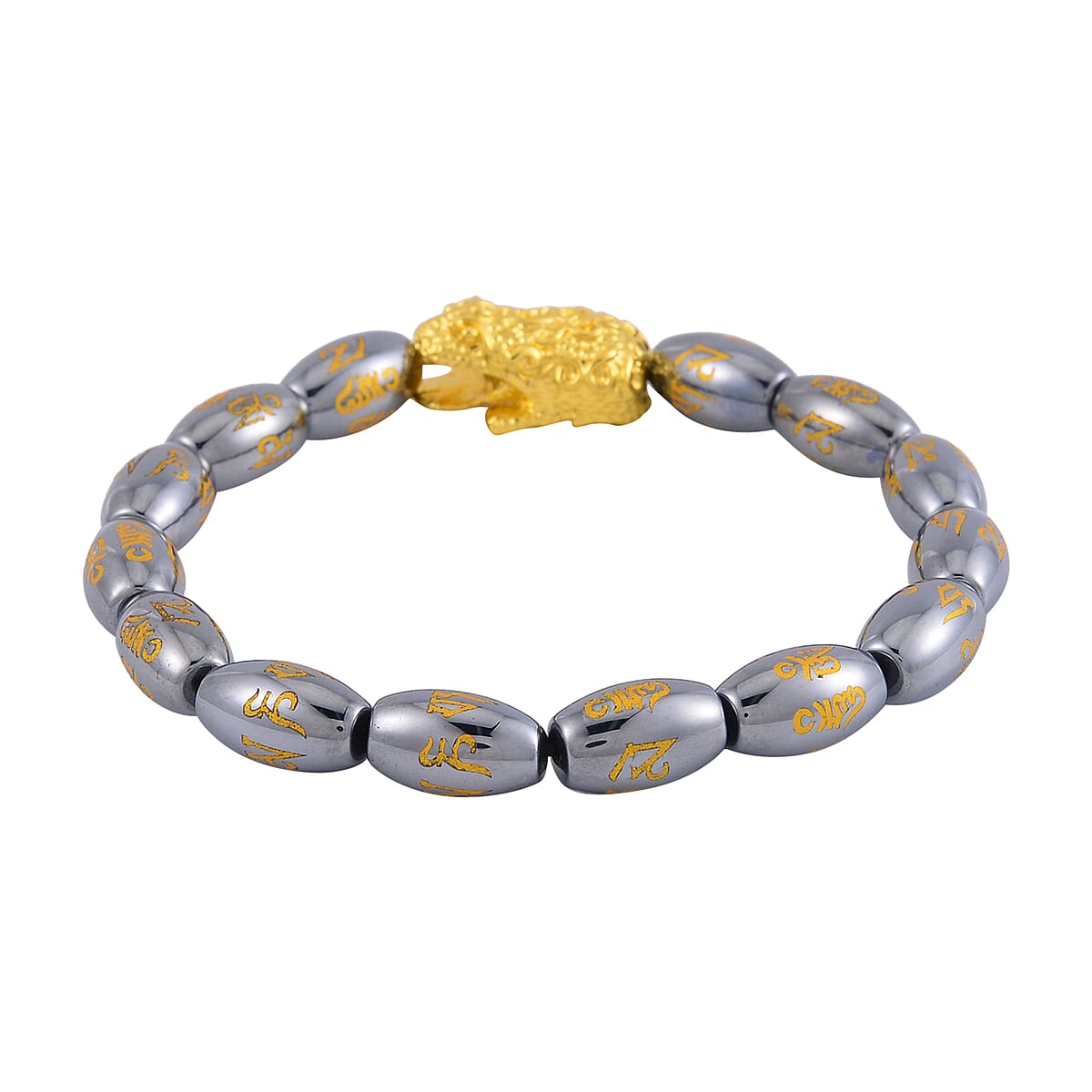 Terahertz Feng Shui Beaded Necklace 20 Inches and Stretch Bracelet with Charm in Goldtone 221.00 ctw image number 6