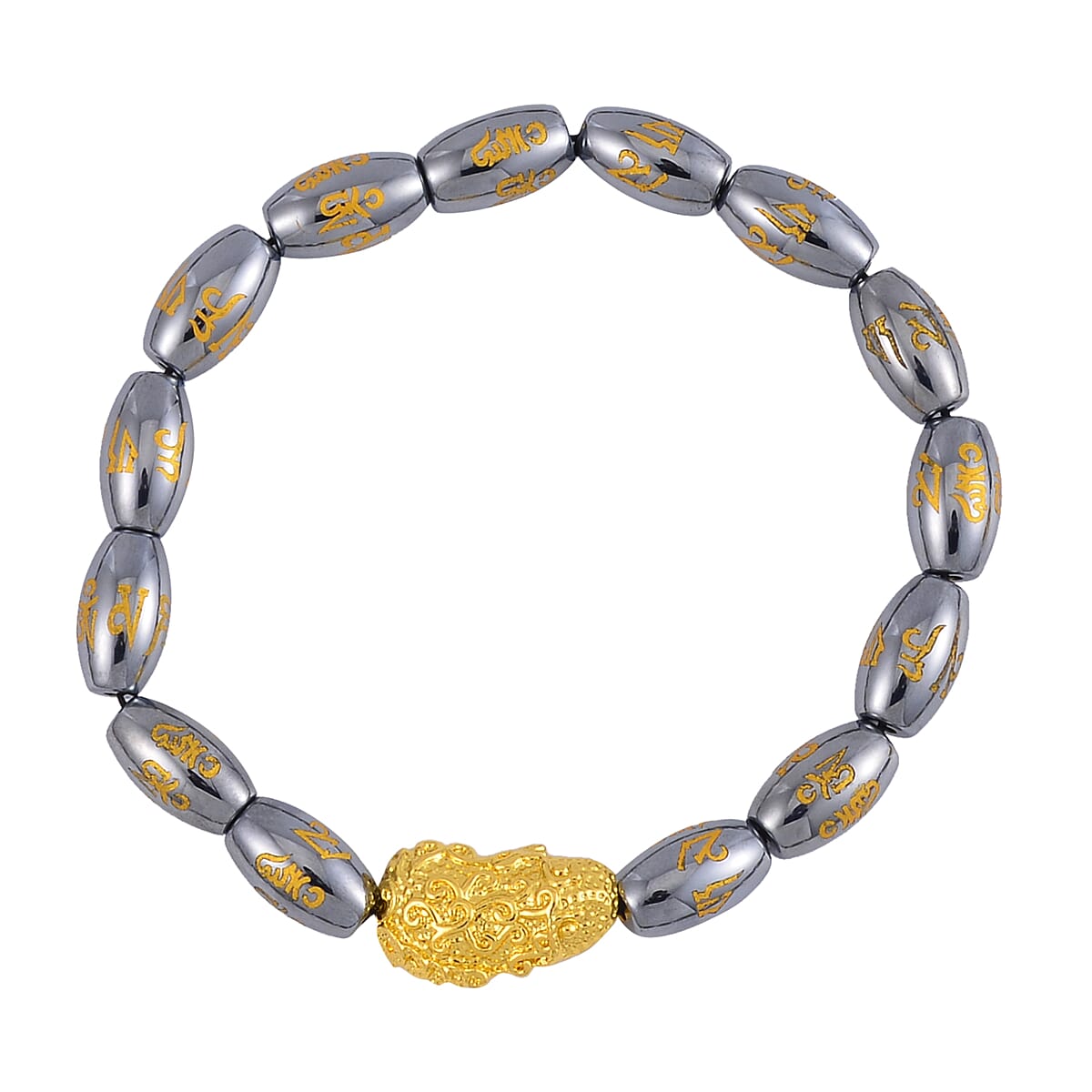 Terahertz Feng Shui Beaded Necklace 20 Inches and Stretch Bracelet with Charm in Goldtone 221.00 ctw image number 7