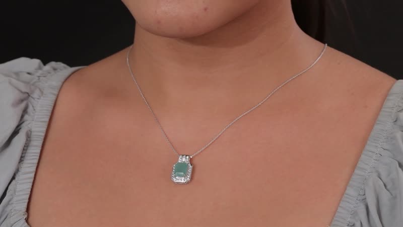 TLV Premium Grandidierite (Oct 10x8mm), White Zircon Pendant Necklace (20 Inches) in Platinum Over Sterling Silver 4.75 ctw