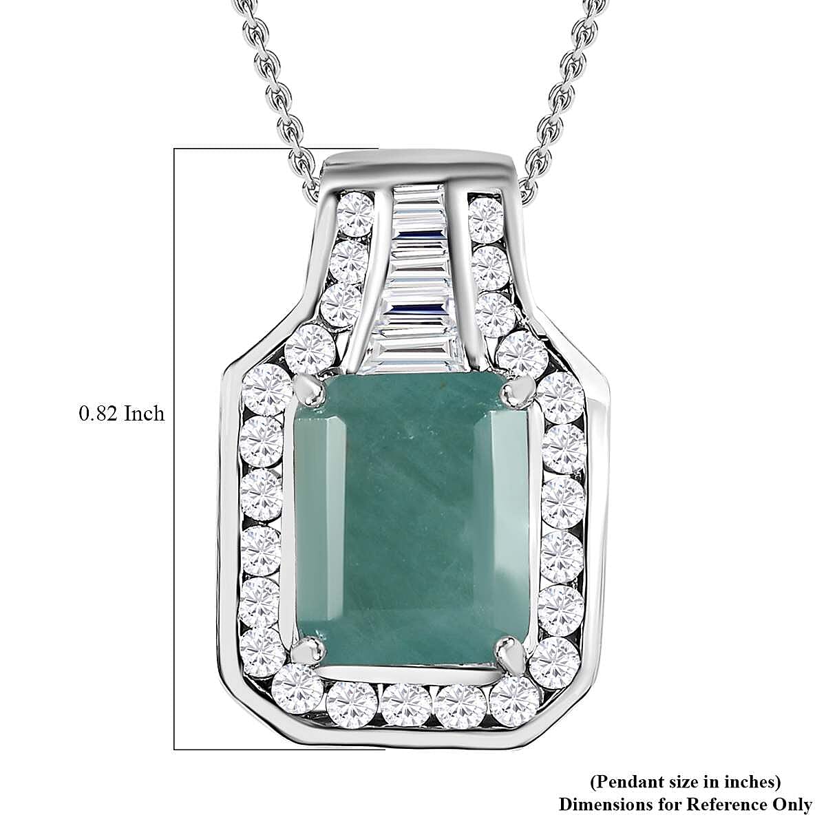 Premium Grandidierite and White Zircon Pendant Necklace 20 Inches in Platinum Over Sterling Silver 4.75 ctw