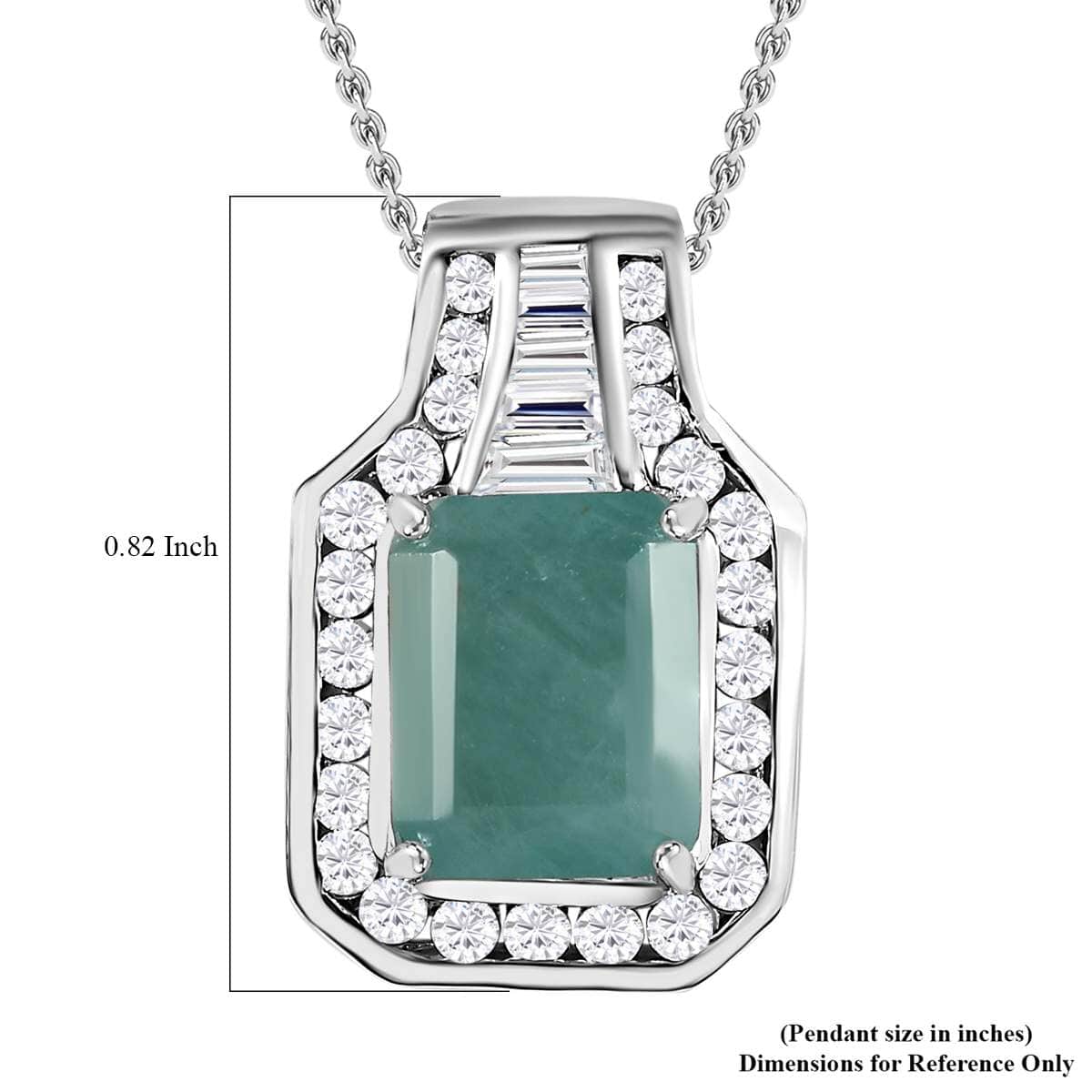 TLV Premium Grandidierite (Oct 10x8mm), White Zircon Pendant Necklace (20 Inches) in Platinum Over Sterling Silver 4.75 ctw image number 5