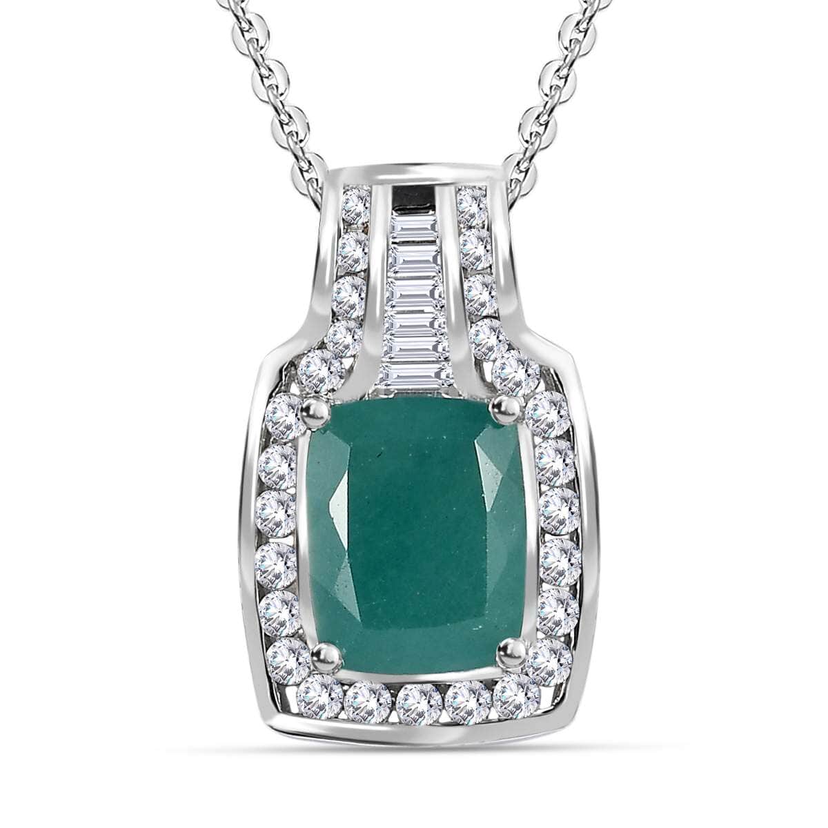 Premium Grandidierite and White Zircon Pendant Necklace 20 Inches in Platinum Over Sterling Silver 4.35 ctw image number 0