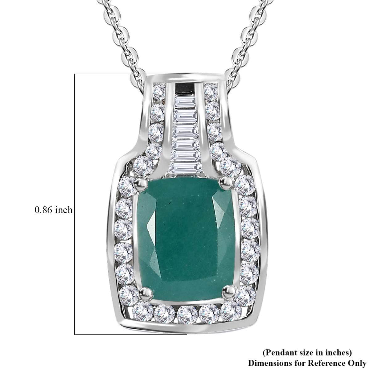 Premium Grandidierite and White Zircon Pendant Necklace 20 Inches in Platinum Over Sterling Silver 4.35 ctw image number 5