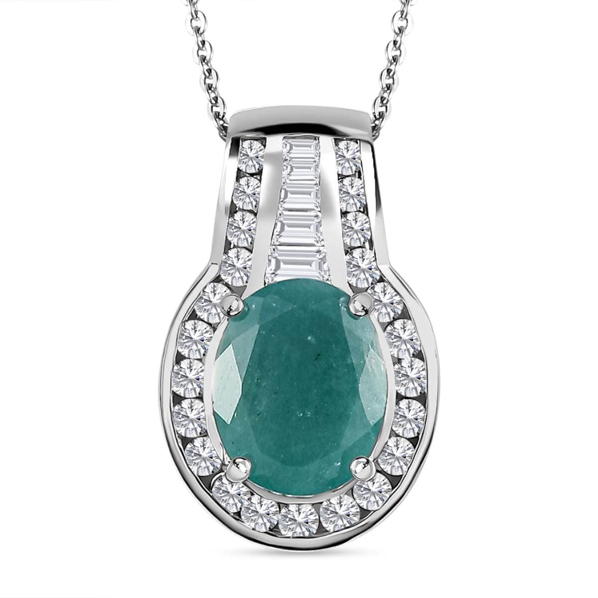 Premium Grandidierite and White Zircon Pendant Necklace 20 Inches in Platinum Over Sterling Silver 3.65 ctw image number 0