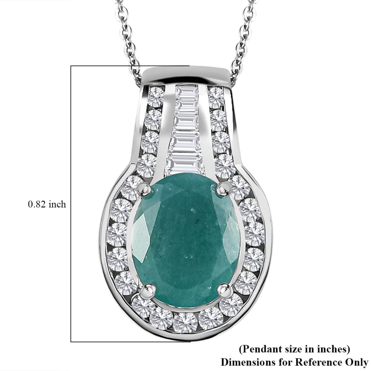 Premium Grandidierite and White Zircon Pendant Necklace 20 Inches in Platinum Over Sterling Silver 3.65 ctw image number 6