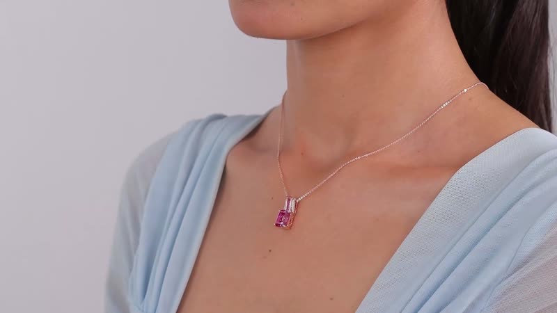 Moissanite (Oct 10x8mm) Pendant Necklace (20 Inches) in Platinum Over Sterling Silver 4.10 ctw