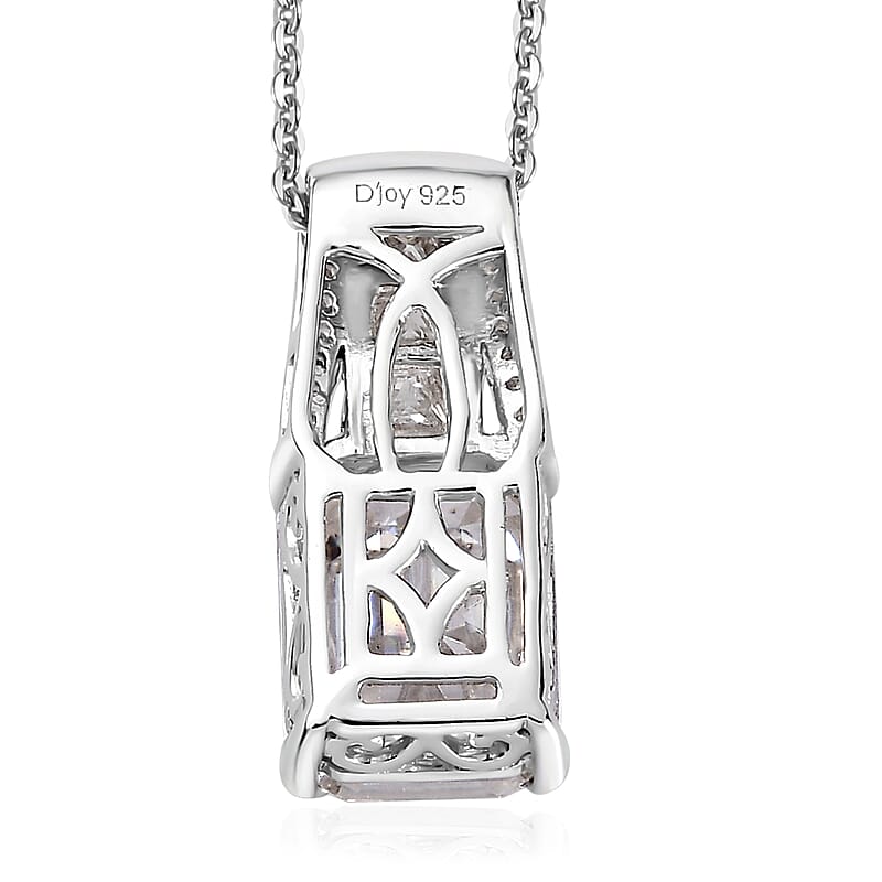 Moissanite Bridge Pendant Necklace 20 Inches in Platinum Over Sterling Silver 4.10 ctw