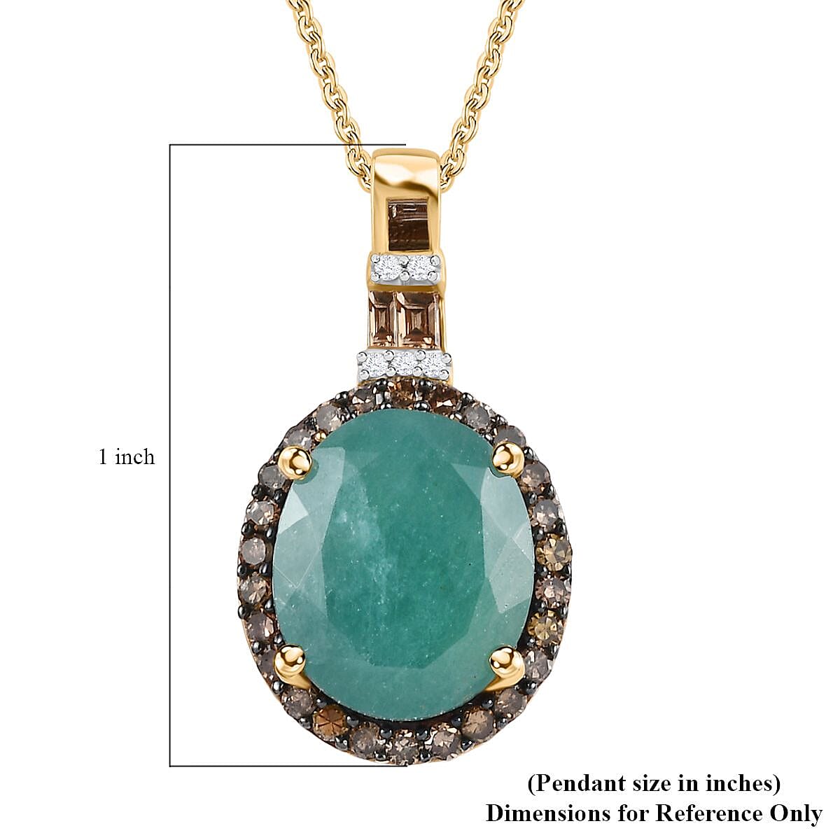 Premium Grandidierite, Natural White and Champagne Diamond Halo Pendant Necklace 20 Inches in Vermeil Yellow Gold Over Sterling Silver 5.40 ctw