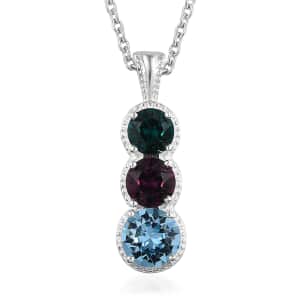 Designer Premium Multi Color Austrian Crystal Pendant in Sterling Silver with Stainless Steel Necklace 20 Inches