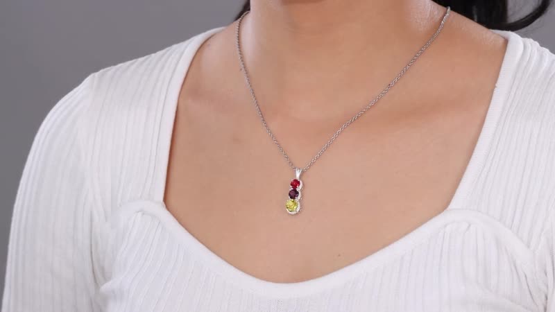 Designer Premium Multi Color Austrian Crystal Pendant in Sterling Silver with Stainless Steel Chain 20 Inches