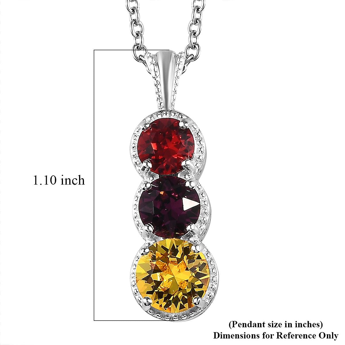 Designer Premium Multi Color Austrian Crystal Pendant in Sterling Silver with Stainless Steel Chain 20 Inches