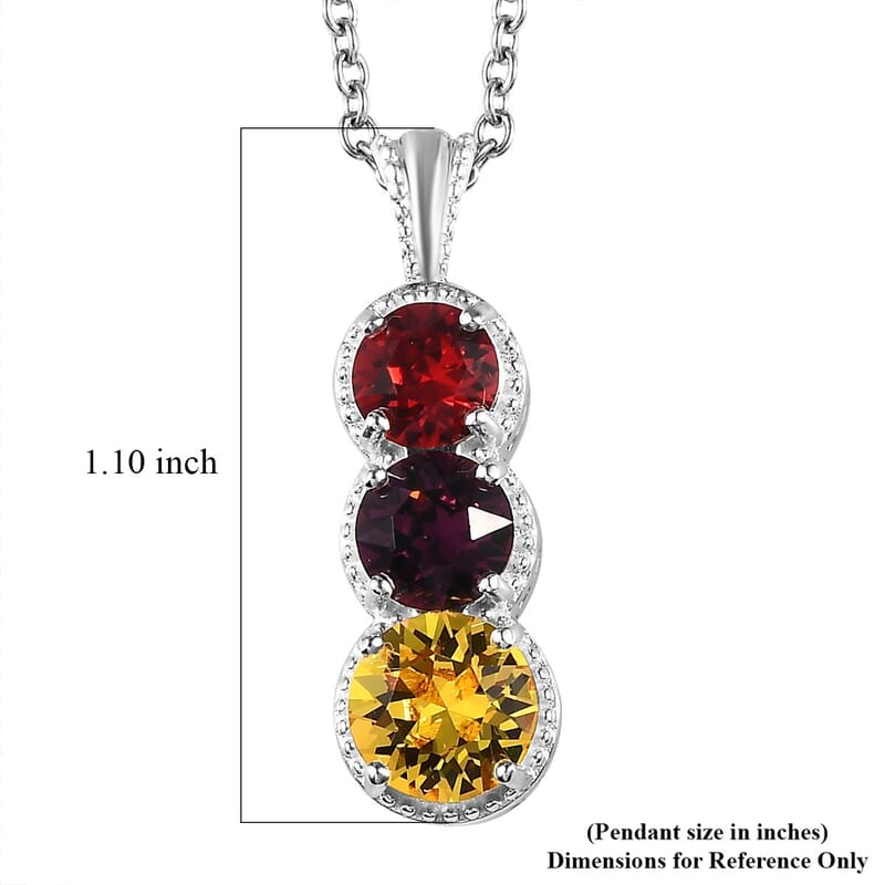 Designer Premium Multi Color Austrian Crystal Pendant in Sterling Silver with Stainless Steel Chain 20 Inches