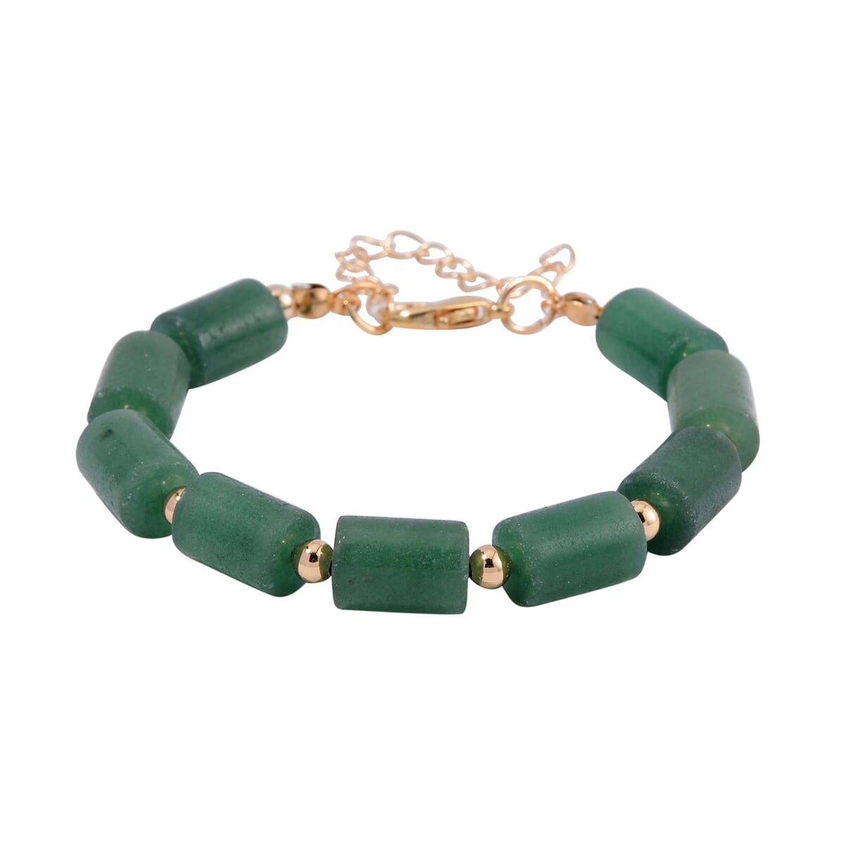 Green Aventurine Bracelet (7.00-9.00In) and Lever Back Earrings in Goldtone 136.40 ctw image number 2