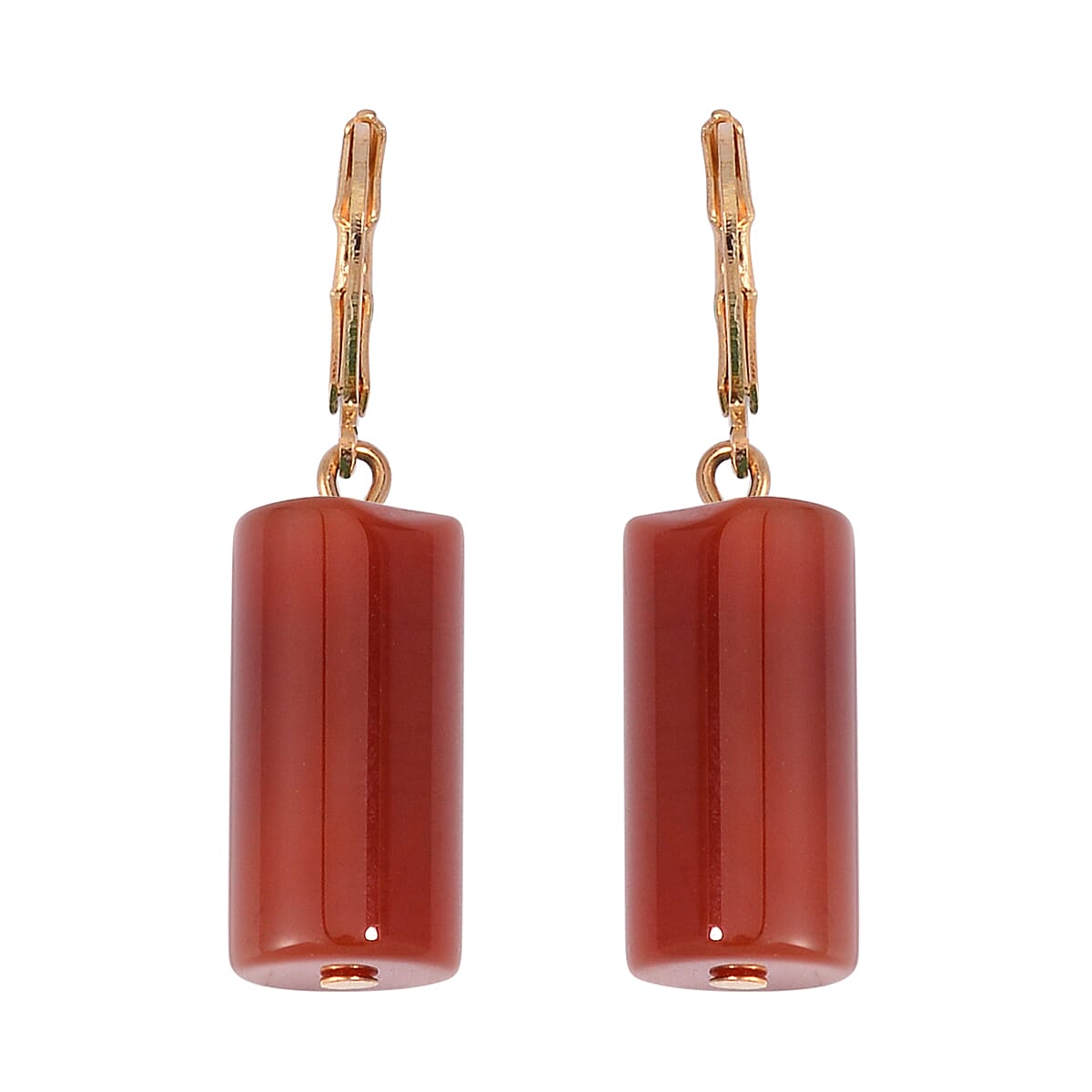 Red Agate Bracelet (7.00-9.00In) and Lever Back Earrings in Goldtone 136.40 ctw
