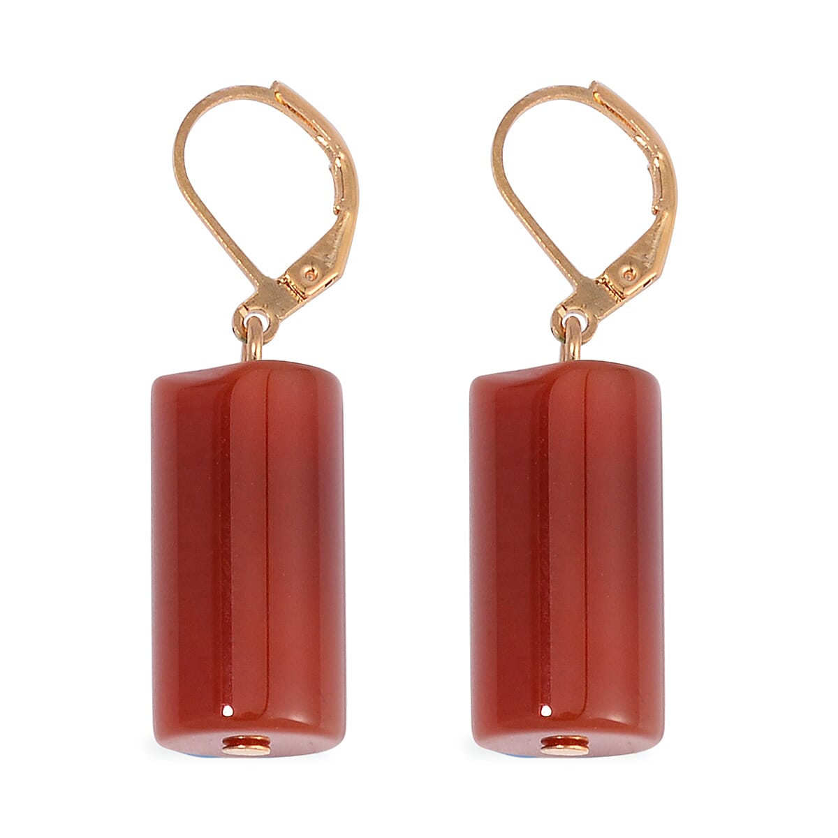 Red Agate Bracelet (7.00-9.00In) and Lever Back Earrings in Goldtone 136.40 ctw