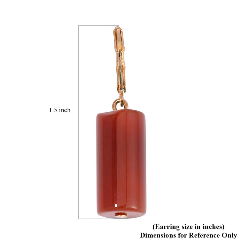 Red Agate Bracelet (7.00-9.00In) and Lever Back Earrings in Goldtone 136.40 ctw
