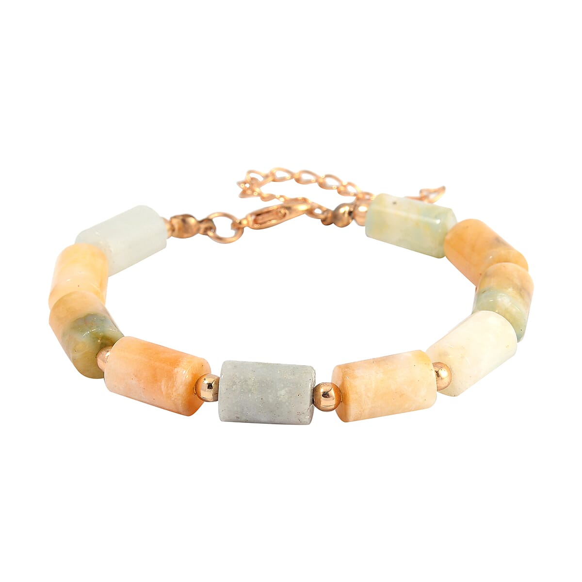 Multi Color Amazonite Bracelet (7.00-9.00In) and Lever Back Earrings in Goldtone 136.40 ctw image number 2