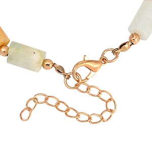 Multi Color Amazonite Bracelet (7.00-9.00In) and Lever Back Earrings in Goldtone 136.40 ctw