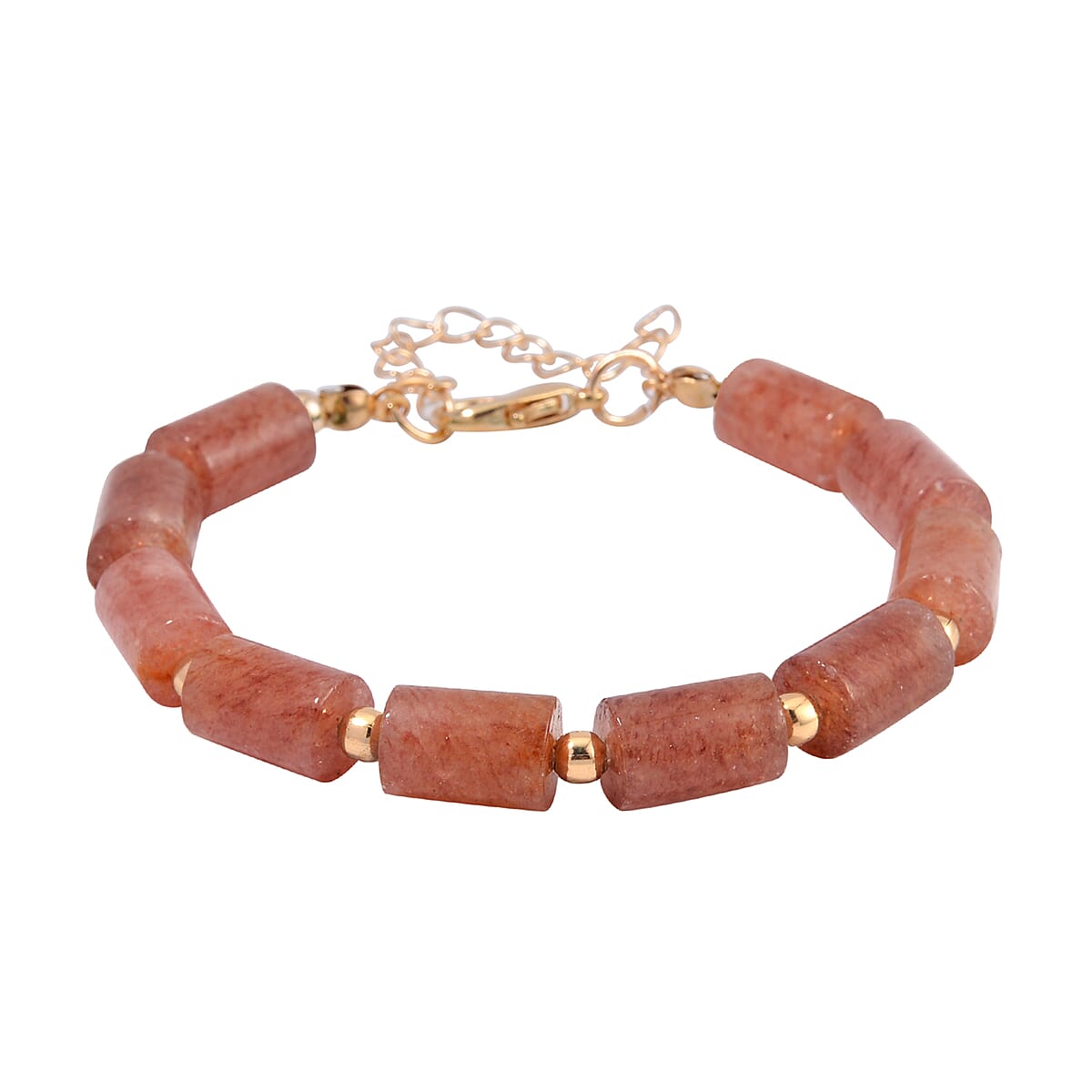 Strawberry Quartz Bracelet (7.00-9.00In) and Lever Back Earrings in Goldtone 136.40 ctw image number 2