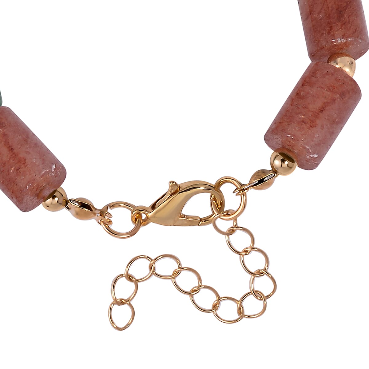 Strawberry Quartz Bracelet (7.00-9.00In) and Lever Back Earrings in Goldtone 136.40 ctw image number 3