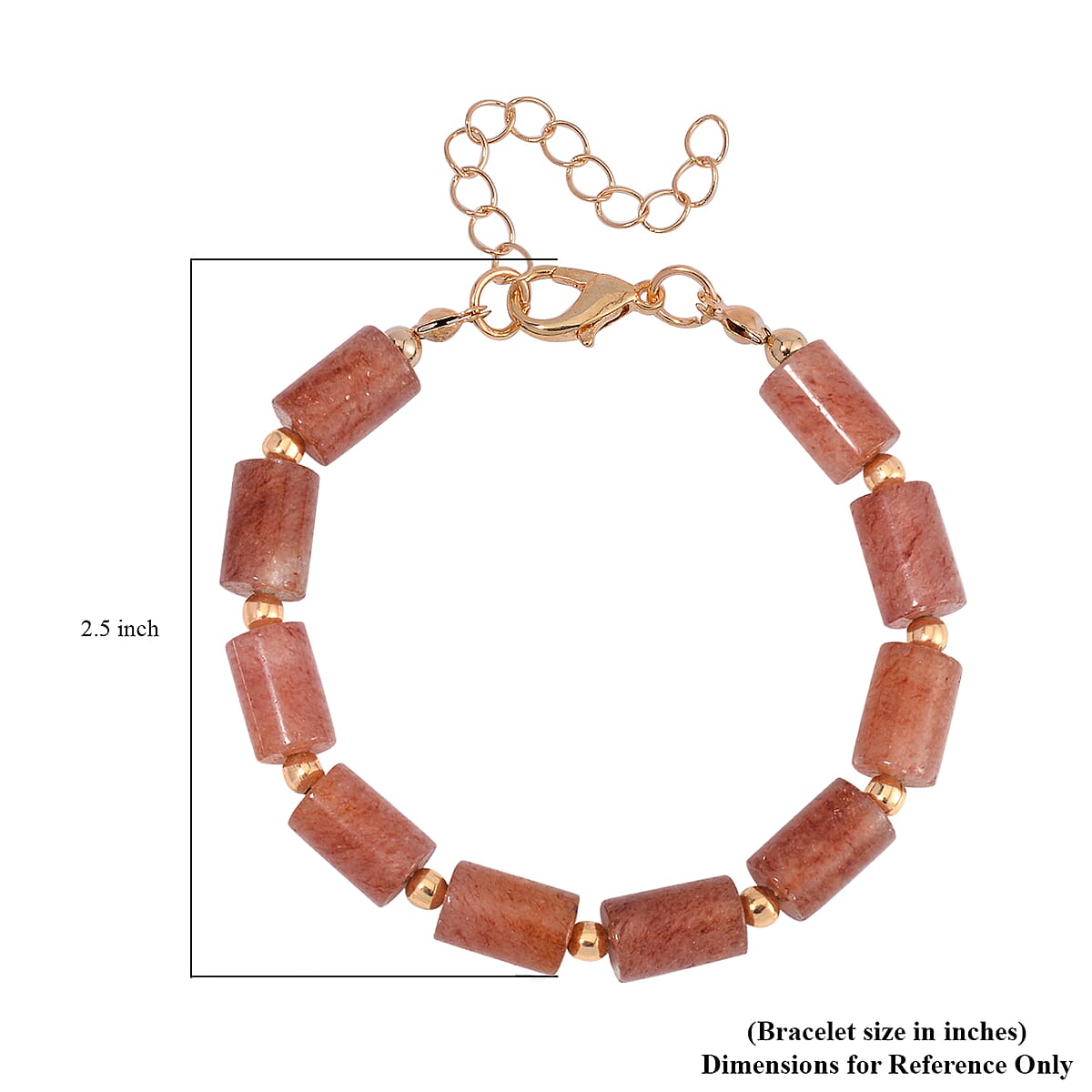 Strawberry Quartz Bracelet (7.00-9.00In) and Lever Back Earrings in Goldtone 136.40 ctw image number 4