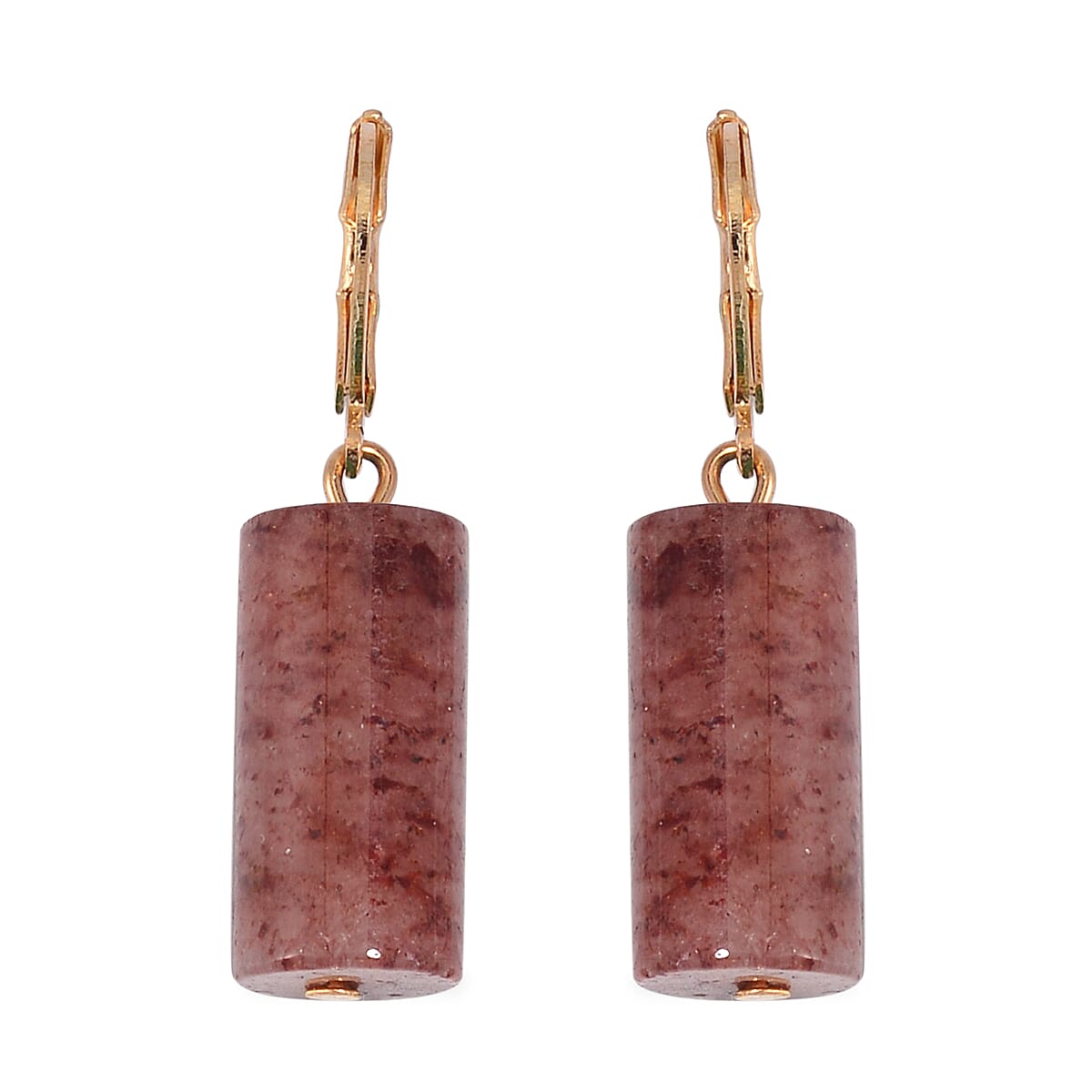 Strawberry Quartz Bracelet (7.00-9.00In) and Lever Back Earrings in Goldtone 136.40 ctw image number 5