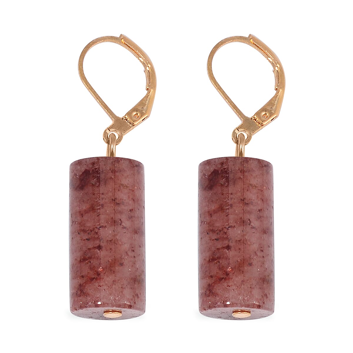 Strawberry Quartz Bracelet (7.00-9.00In) and Lever Back Earrings in Goldtone 136.40 ctw image number 6
