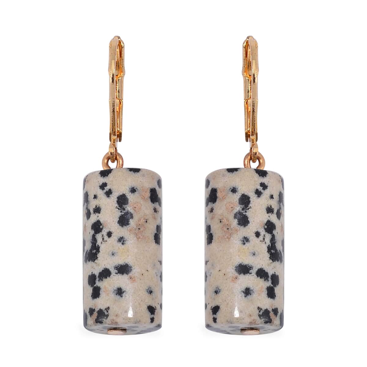 Dalmatian Jasper 136.40 ctw Bracelet (7.00-9.00In) and Lever Back Earrings in Goldtone image number 5