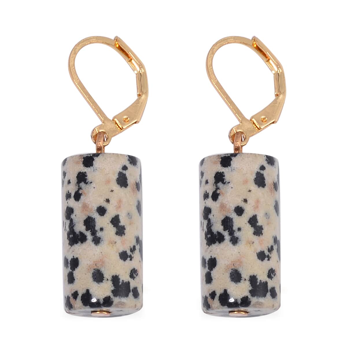 Dalmatian Jasper 136.40 ctw Bracelet (7.00-9.00In) and Lever Back Earrings in Goldtone image number 6