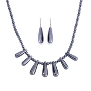 Terahertz Beaded Necklace 20 Inches and Earrings in Rhodium Over Sterling Silver 315.50 ctw