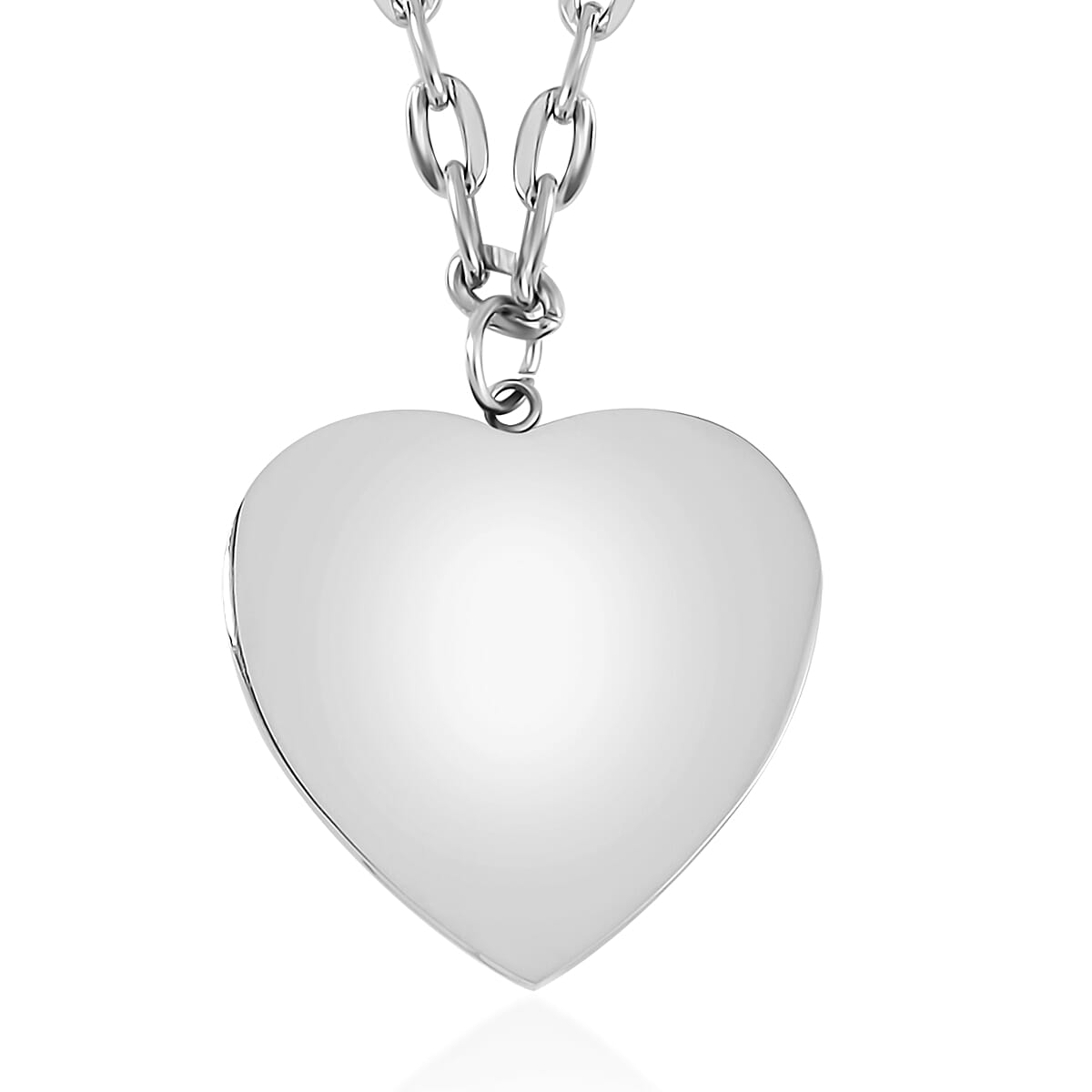 Shungite Heart Pendant Necklace 20 Inches and Earrings in Stainless Steel 46.50 ctw