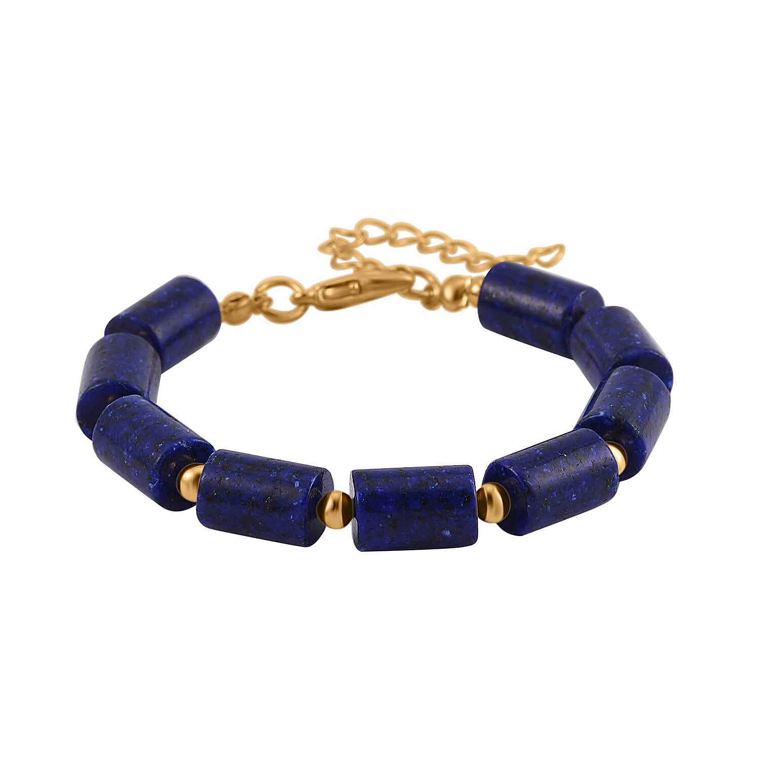 Lapis Lazuli 136.40 ctw Set Earrings and Bracelet (6.50-8.50 In) in Goldtone